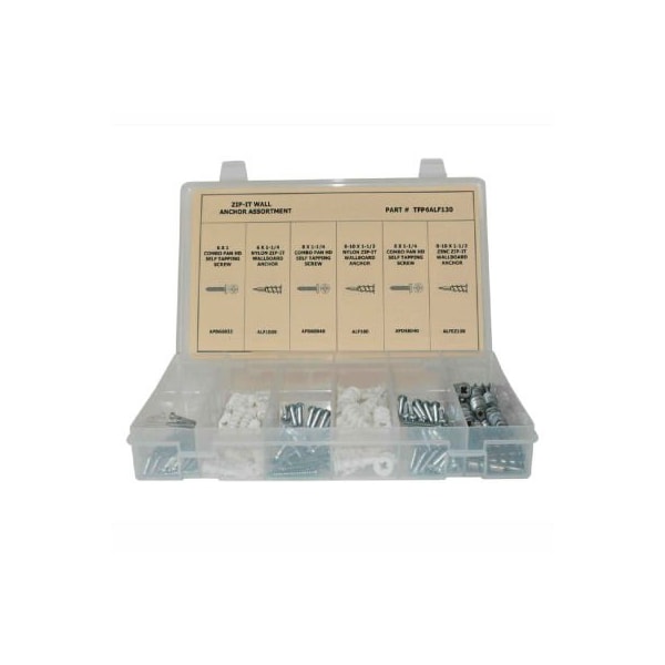 150 Piece Zip-It Wall Board Anchor Assortment - No 6 and No 8